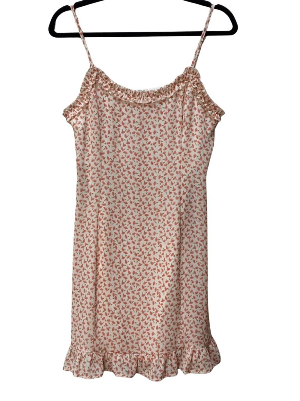 French Kiss Floral Ditsy Chic Fairycore Ruffle Trim Slip Mini Dress Coquette Y2K